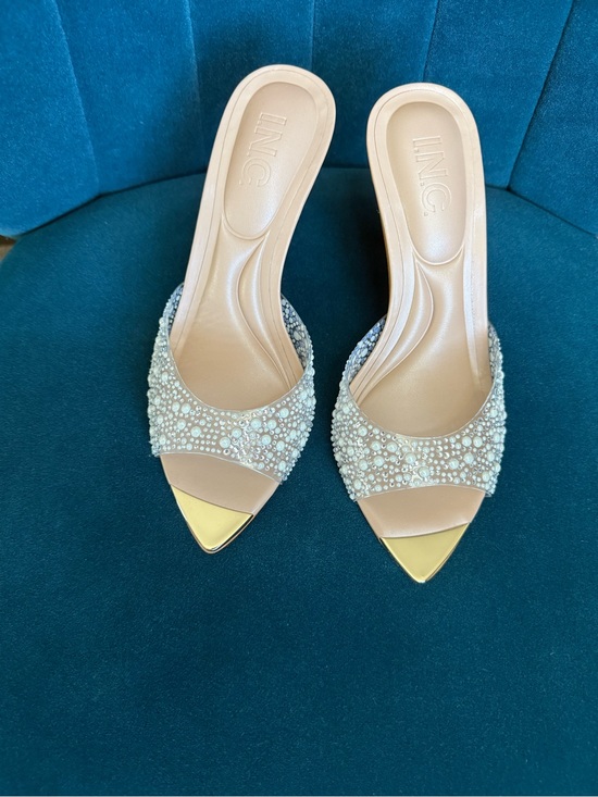 INC International Concepts Shoes - Nude Beaded Slide Sandals